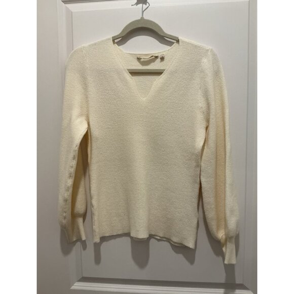 Soft Surroundings Sweater Medium Winter White Long Sleeve VNeck - Picture 1 of 7
